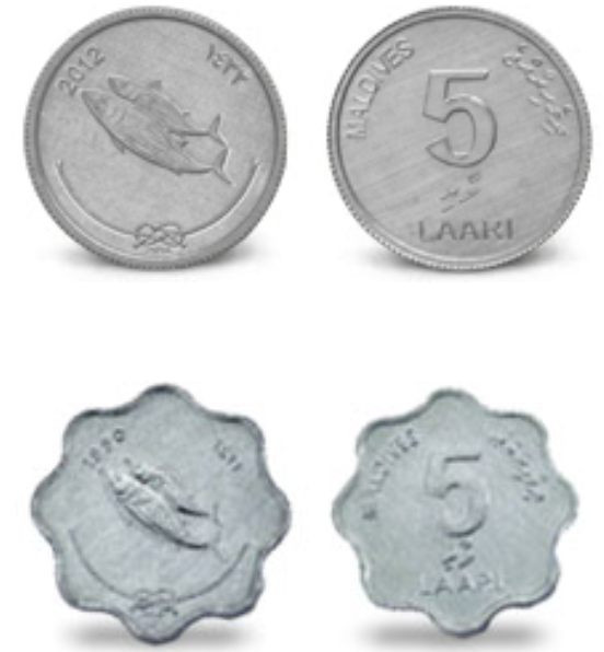 5ラーリ
引用元（https://www.mma.gov.mv/#/currency/notesincirculation）